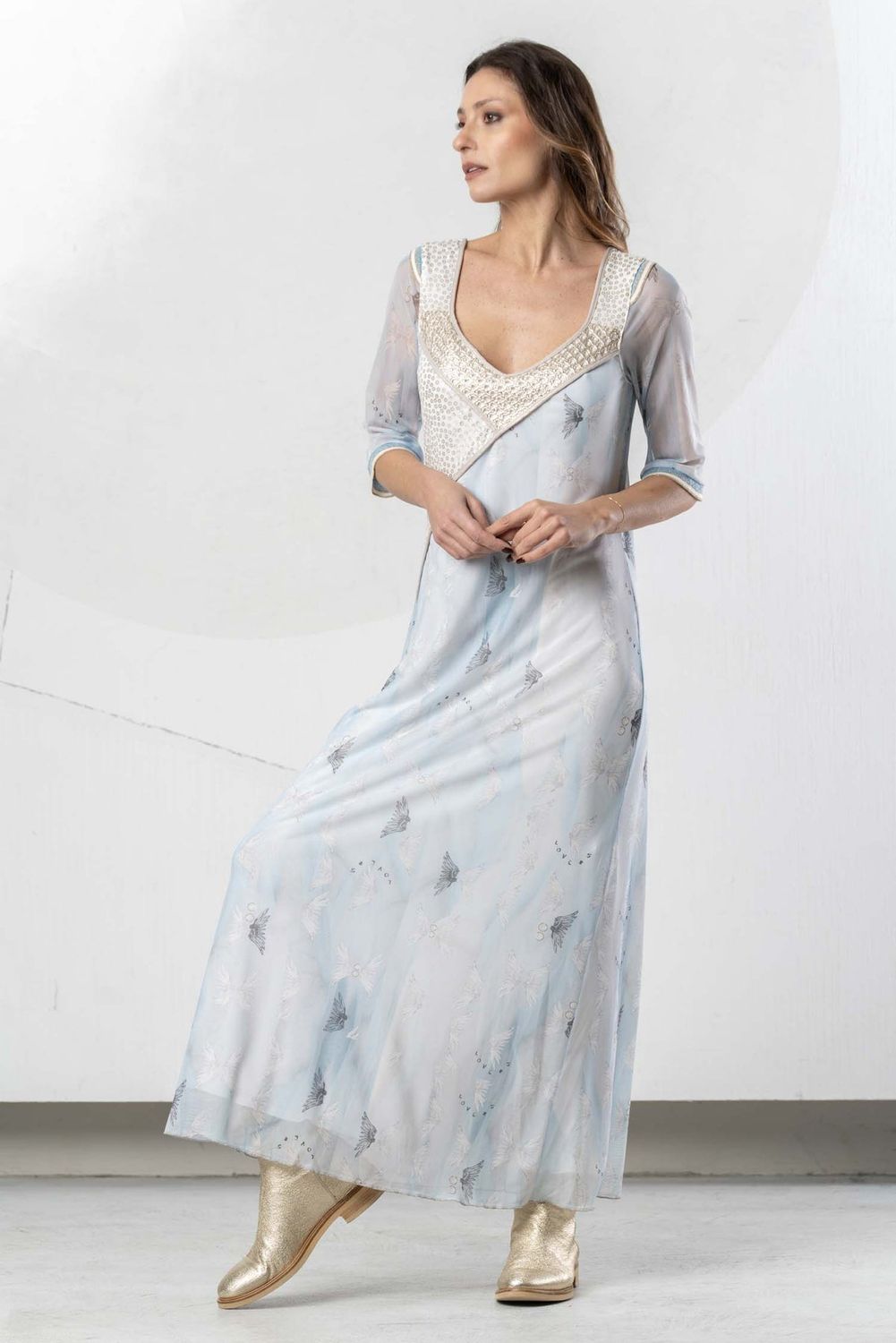 Elisa Cavaletti - Dress long angel wings with sleeves