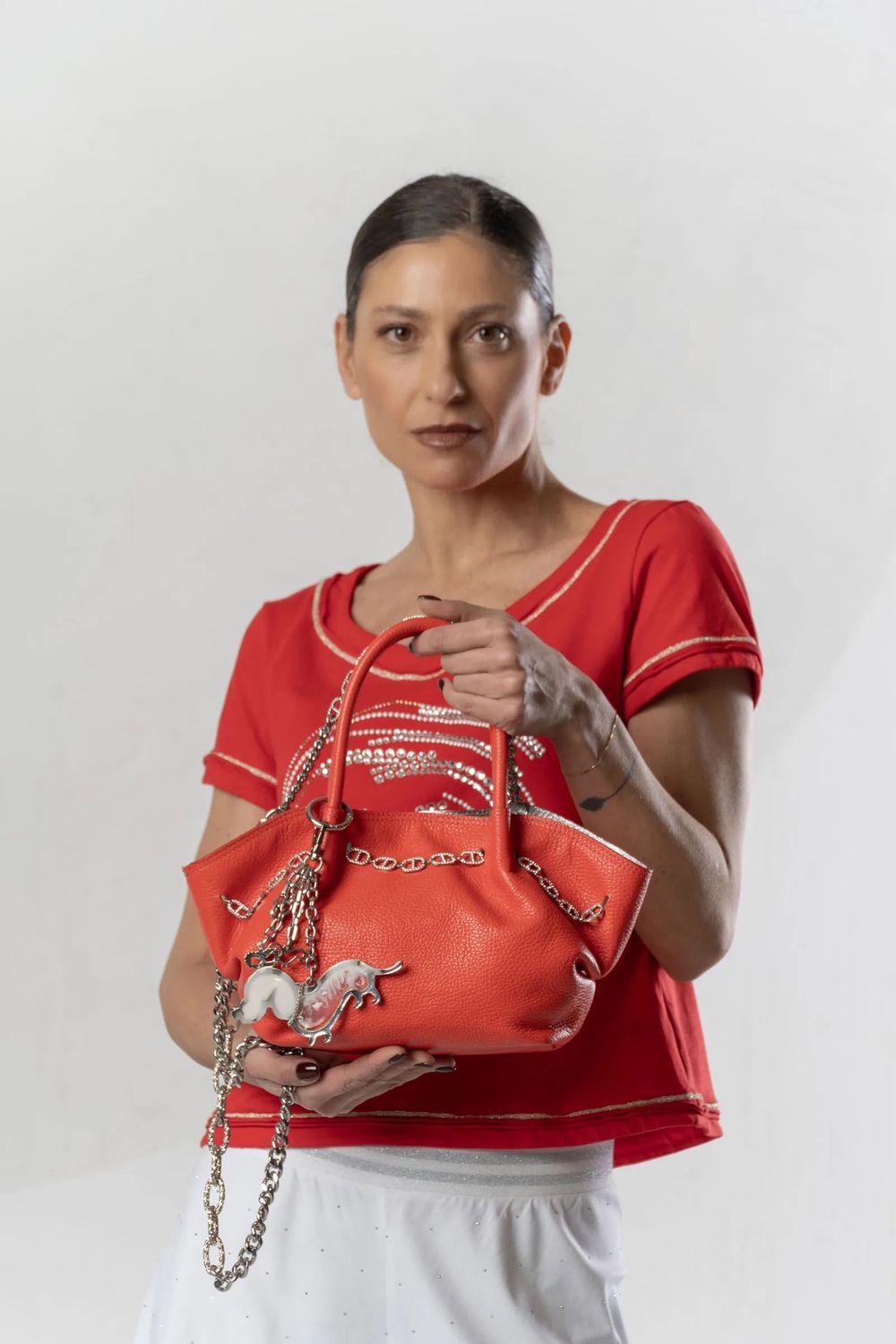 Elisa Cavaletti - Bag red with dog pendant
