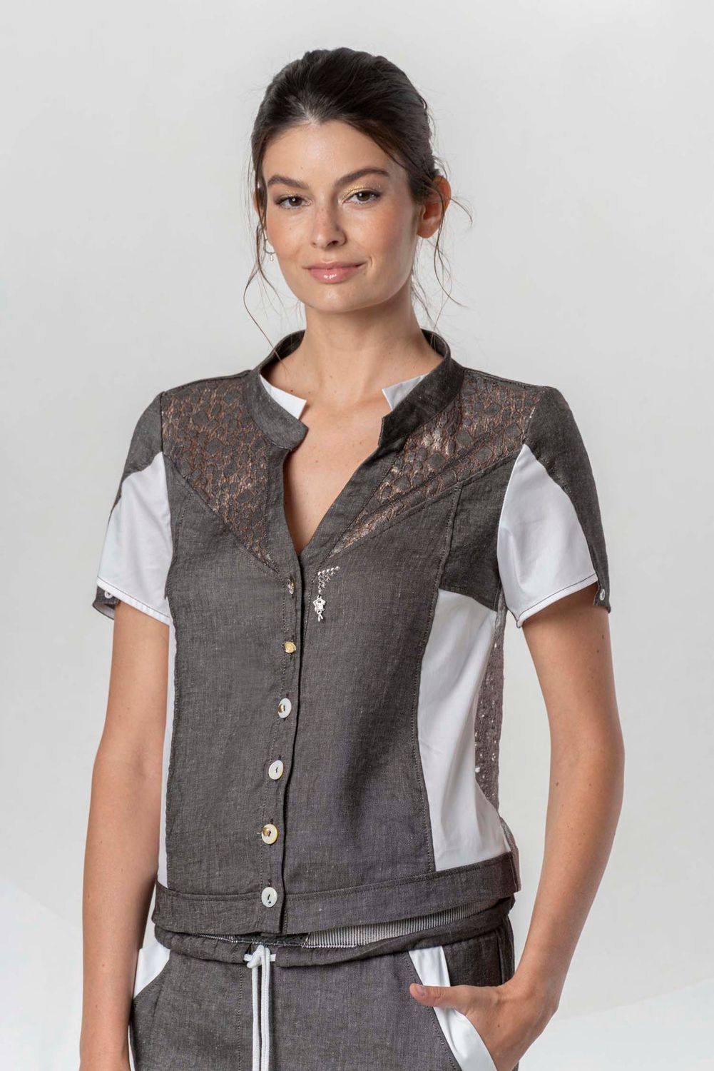 Elisa Cavaletti - Shirt linen lace back