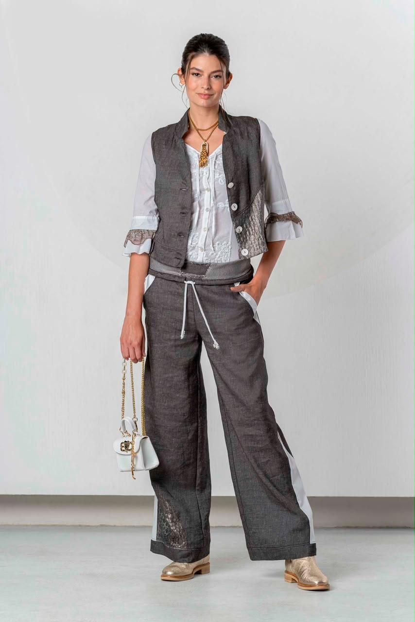 Elisa Cavaletti - Pants linen laminated print