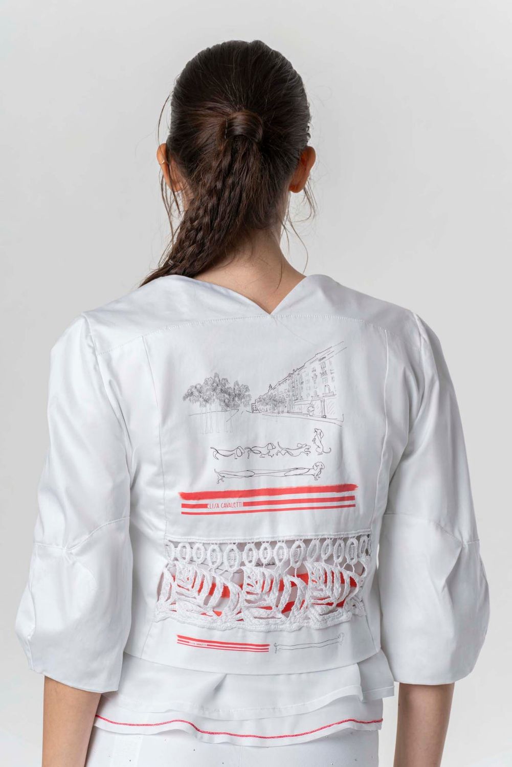 Elisa Cavaletti - Jacket cotton embroidery red print