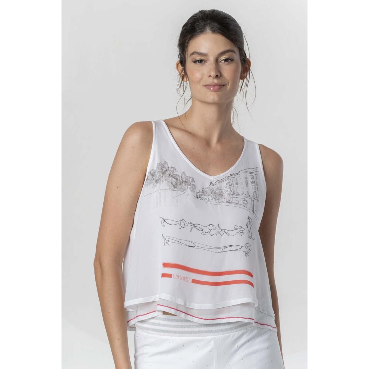 Elisa Cavaletti - Top georgette promenade red print