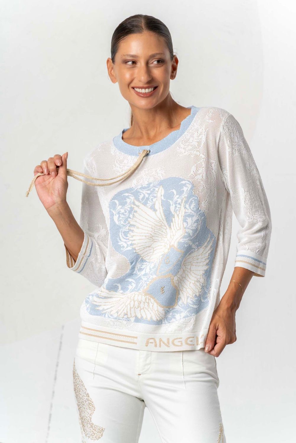 Elisa Cavaletti - Top knit light blue angels