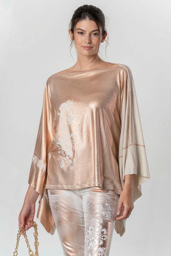 Elisa Cavaletti - Kaftan copper laminated beige Jersey