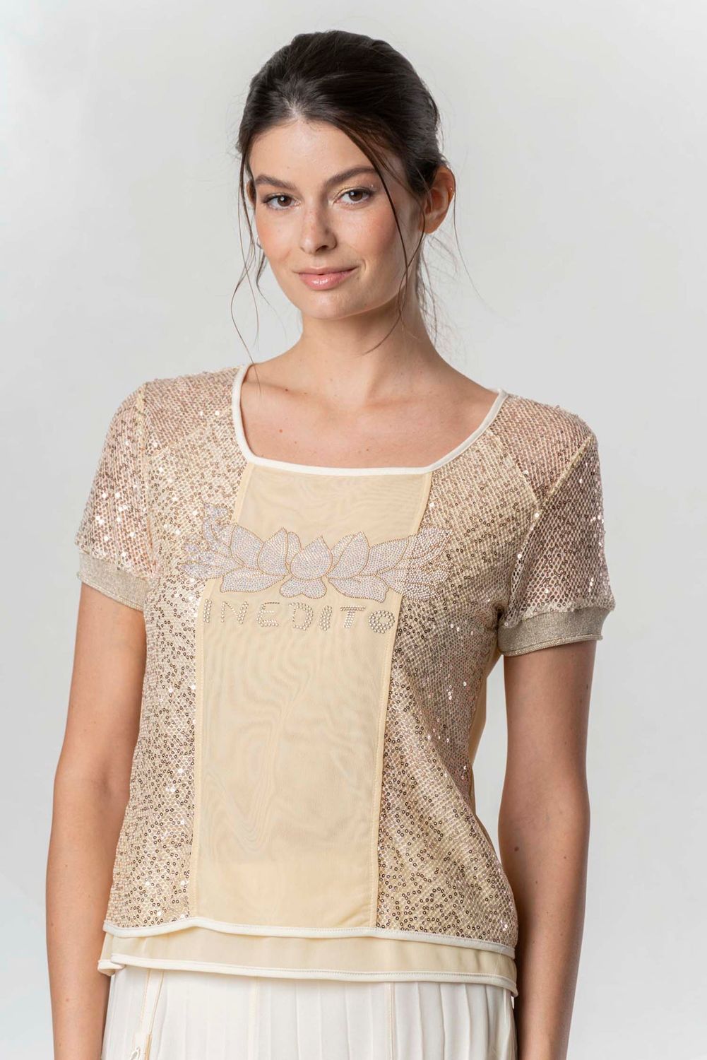 Elisa Cavaletti - T-Shirt mesh sequence Inedito