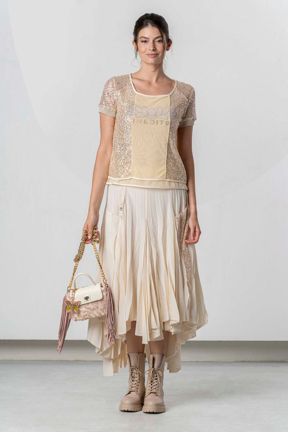 Elisa Cavaletti - T-Shirt mesh sequence Inedito