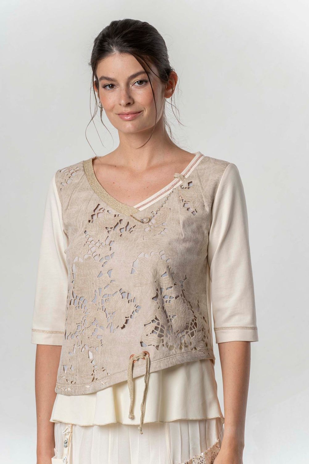 Elisa Cavaletti - Sweatshirt layer suede embroidery