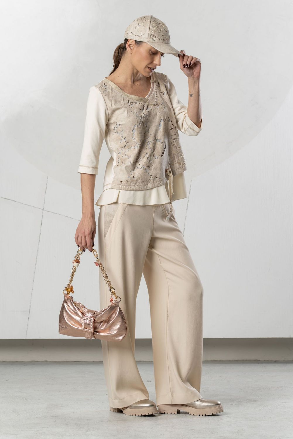 Elisa Cavaletti - Sweatshirt layer suede embroidery
