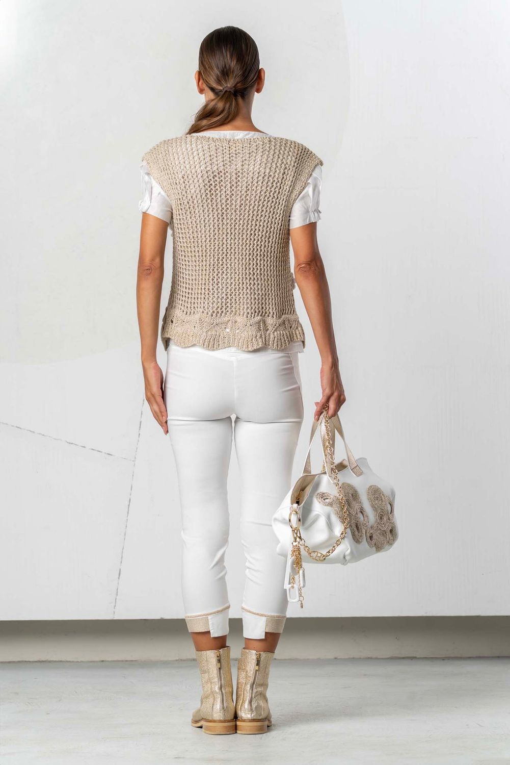 Elisa Cavaletti - Leggings lycra with gold knit buttom