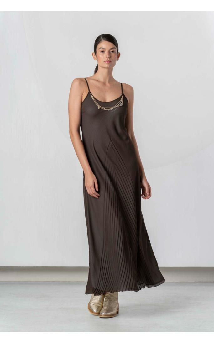 Elisa Cavaletti - Dress long with pleated pattern