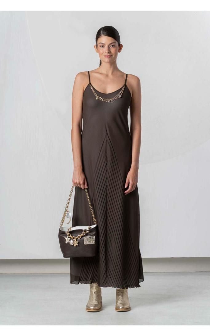 Elisa Cavaletti - Dress long with pleated pattern