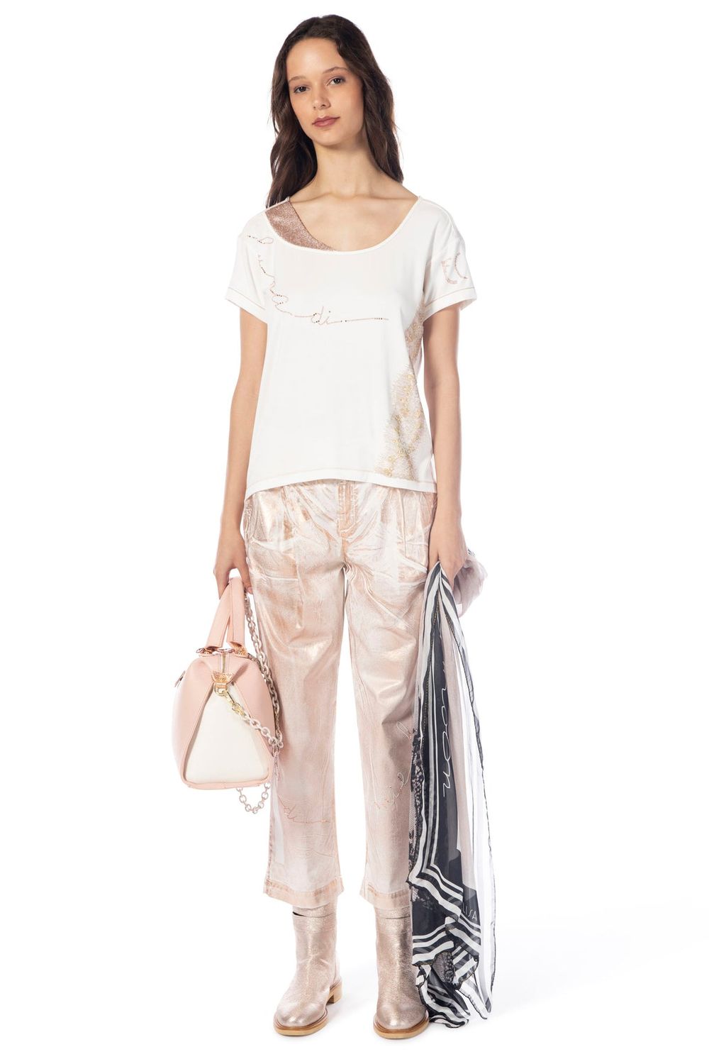 Elisa Cavaletti - Pants gold laminated cotton large cut