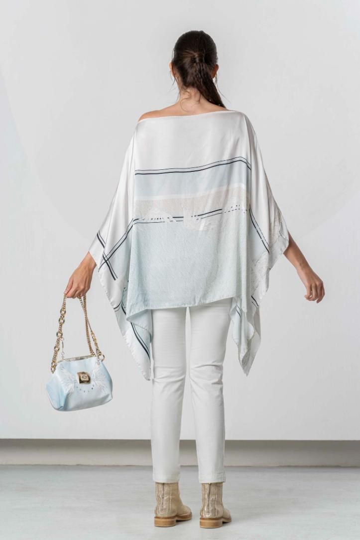 Elisa Cavaletti - Kaftan with light blue Wings print