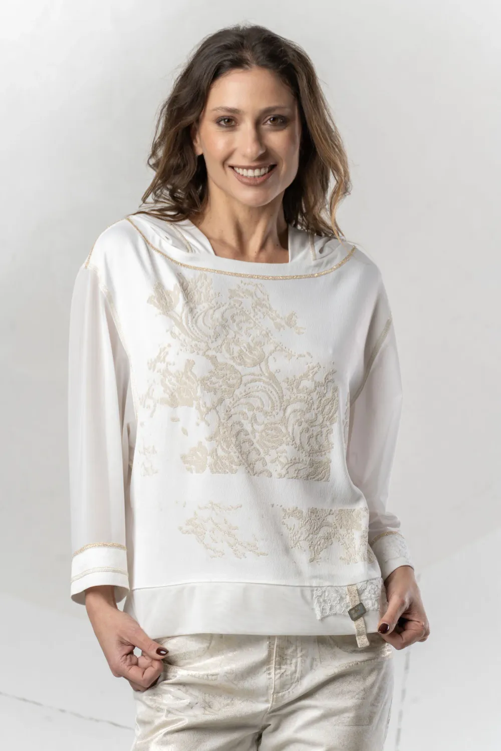 Elisa Cavaletti - Top georgette with hood