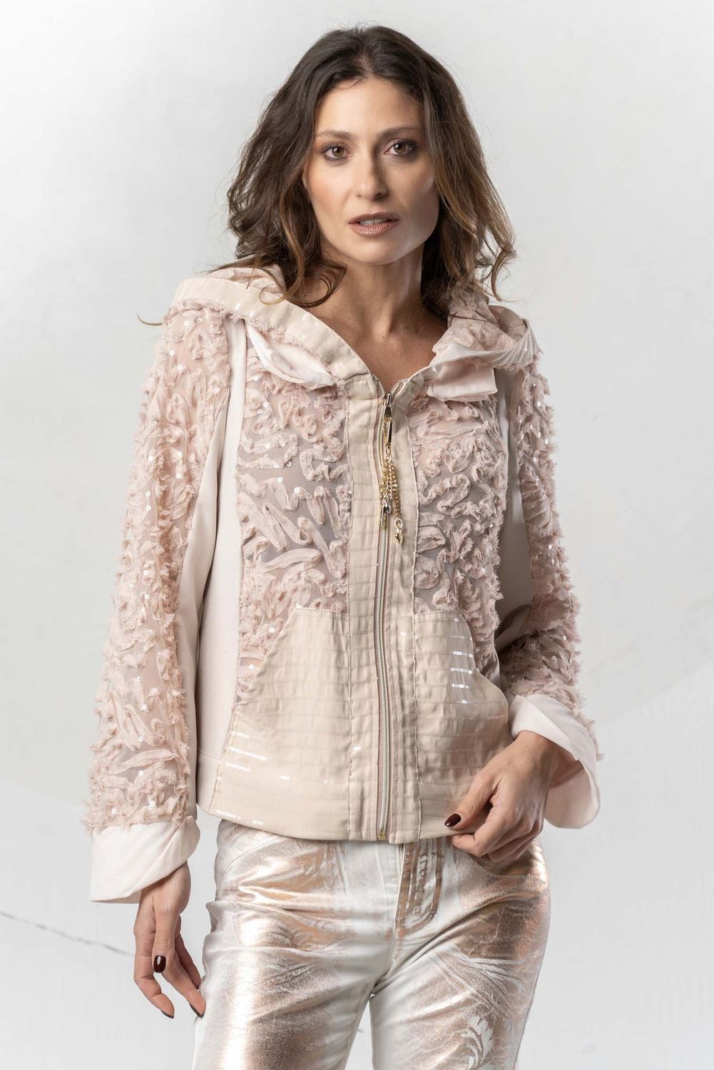 Elisa Cavaletti - Jacket Floral Lace with Hood