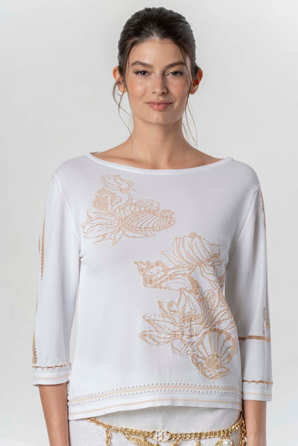 Elisa Cavaletti - Sweater knit gold flowers
