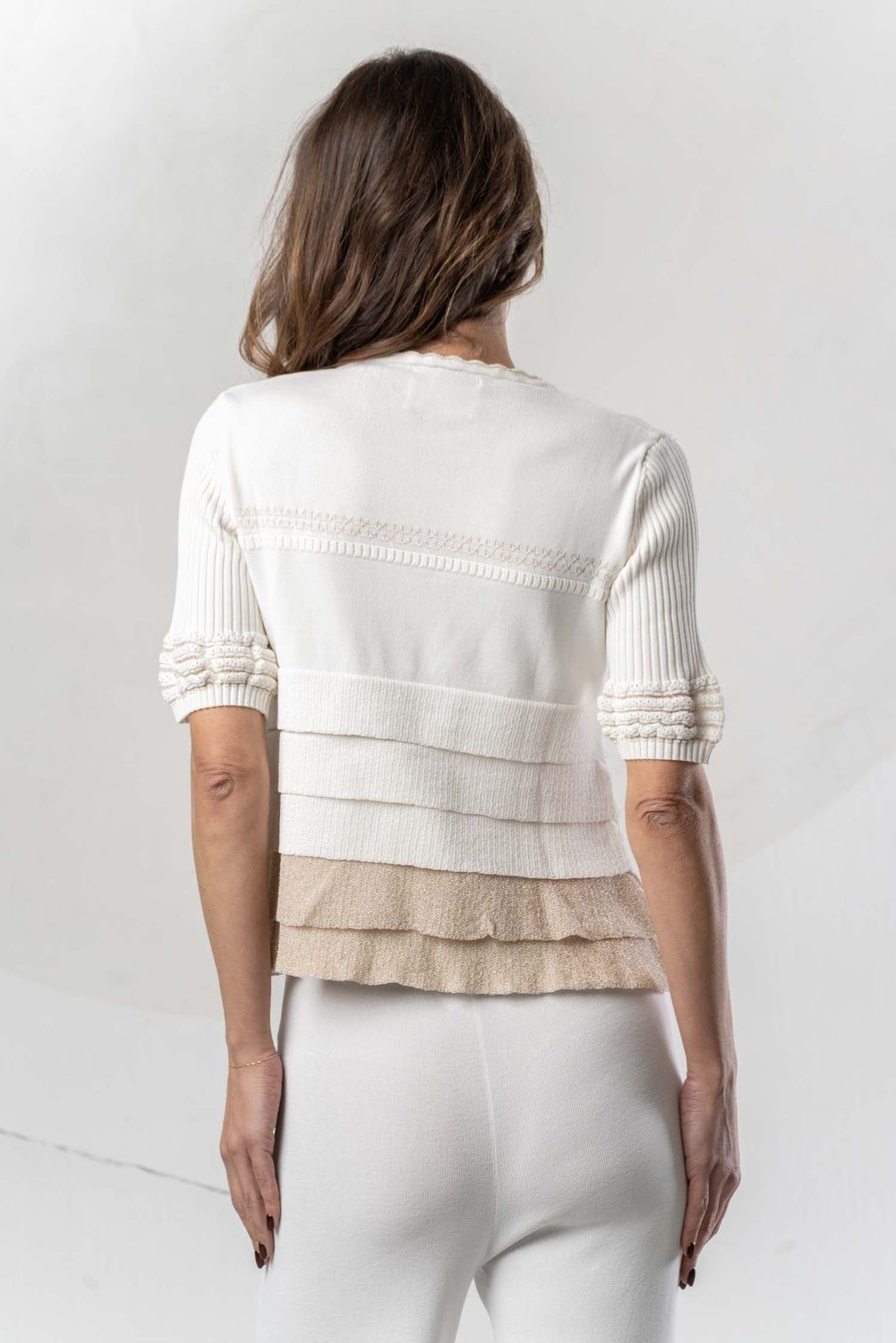Elisa Cavaletti - Jacket knit frills with gold trim