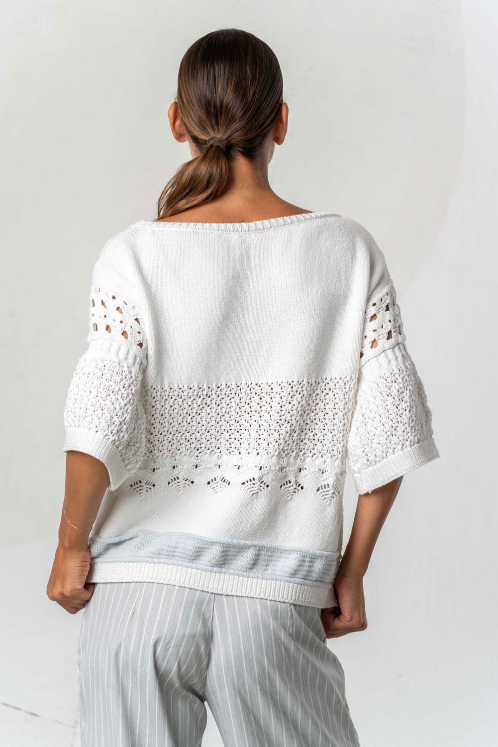Elisa Cavaletti - Sweater with lace crystals and pearls