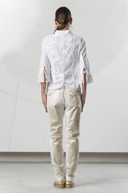 Elisa Cavaletti - Shirt coton white brown lace