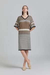 Tricot Chic - Dress flare knit brown print