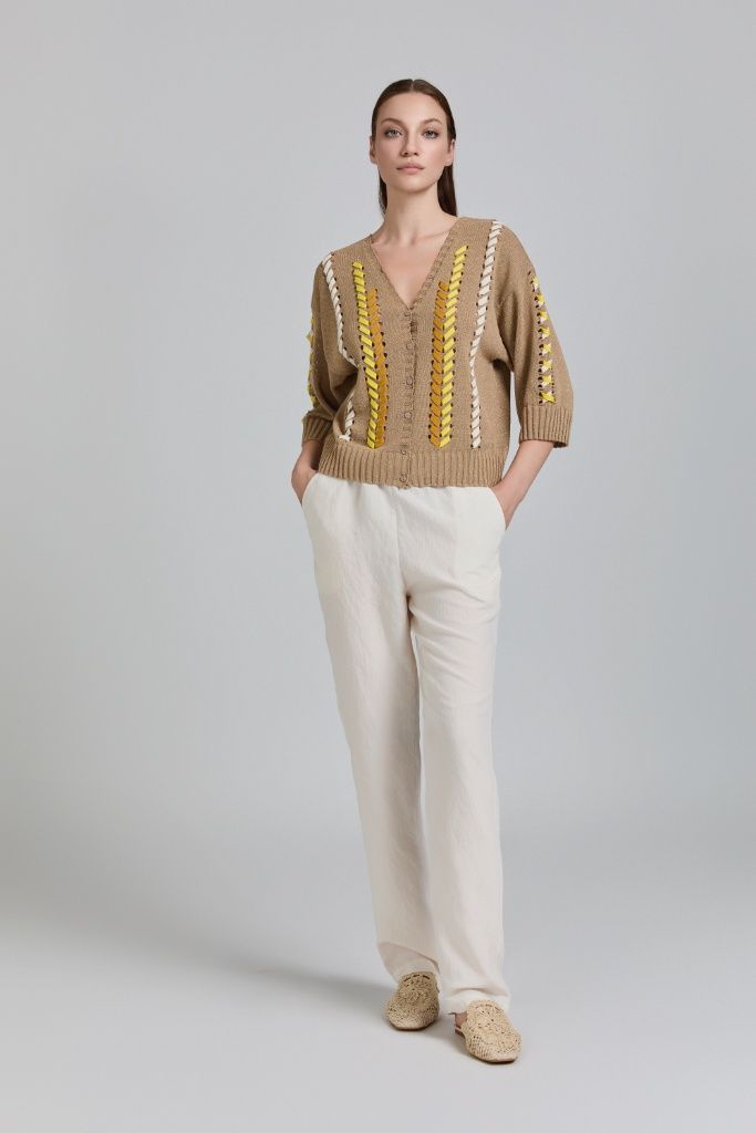 Tricot Chic - Cardigan lurex yellow braid
