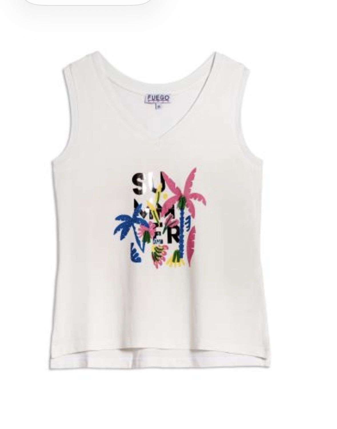 Fuego - T-Shirt cami off white summer