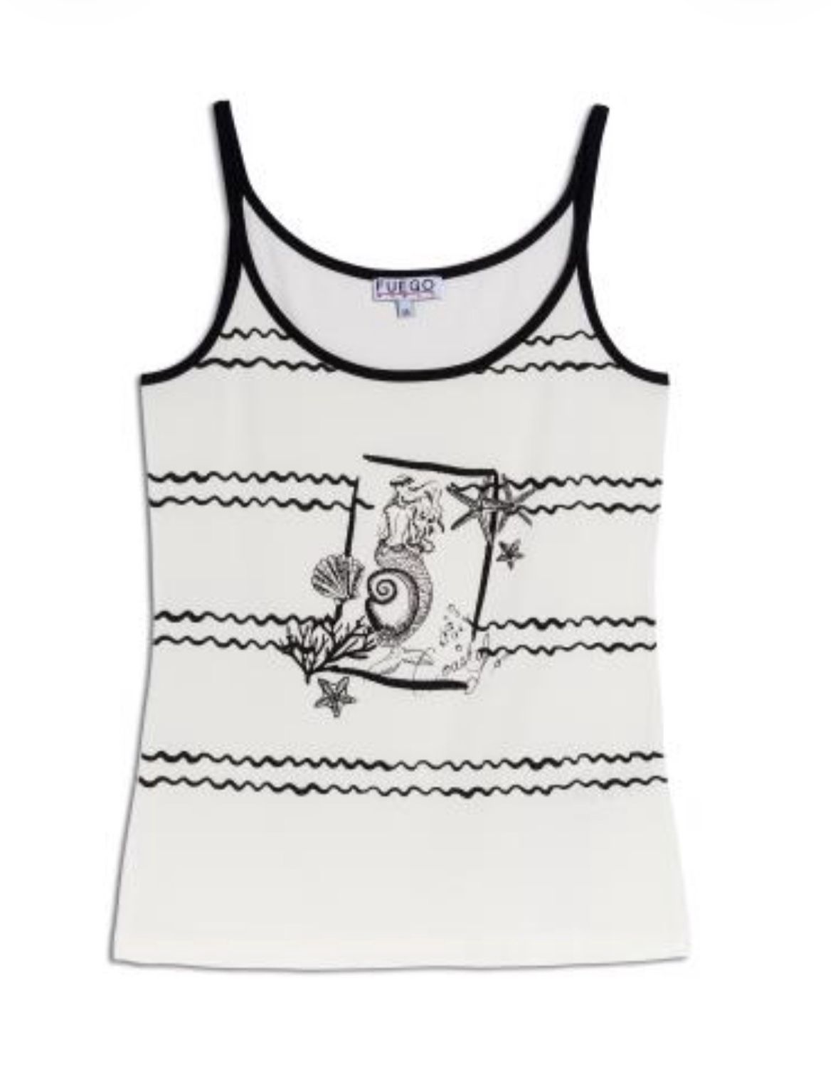 Fuego - T-Shirt cami white print seashells
