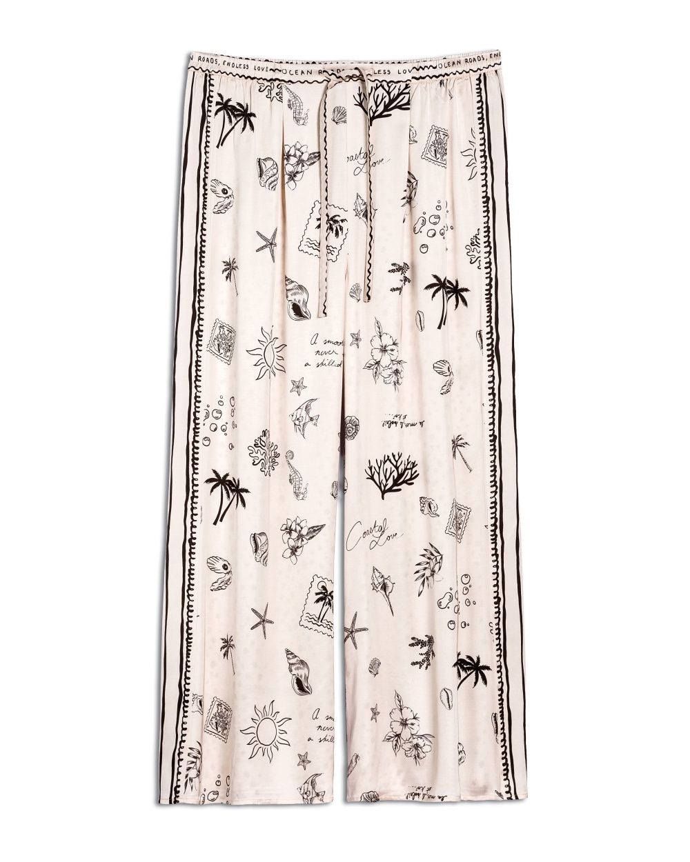 Fuego - Palazzo silk beige print seashells