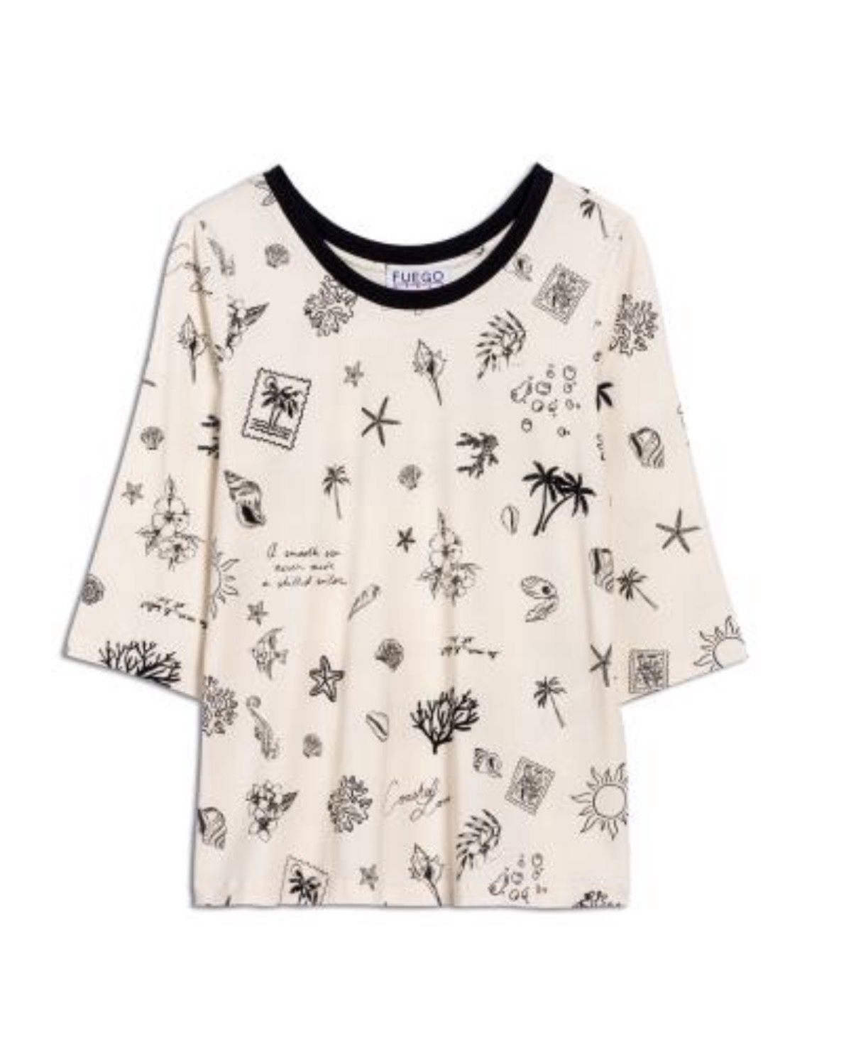 Fuego - T-Shirt 3/4 sleeves off white seashellss