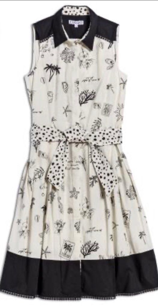 Fuego - Dress cotton off white print seashellss