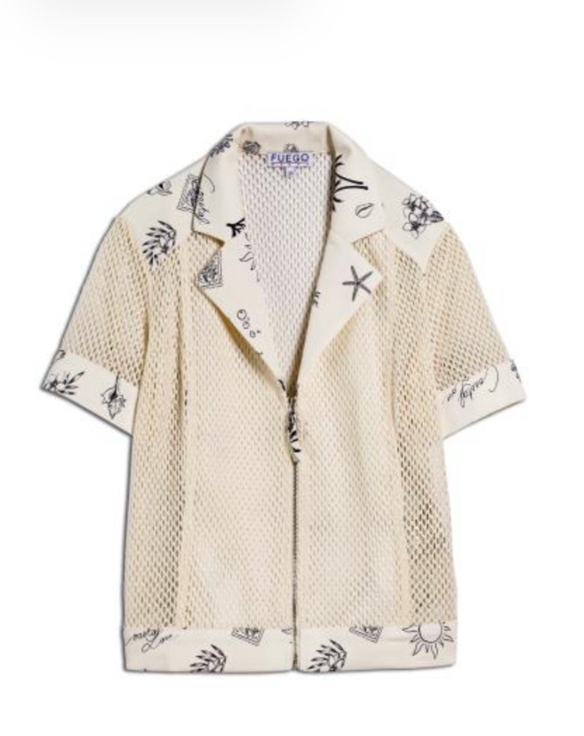 Fuego - Jacket mesh zip seashells trim beige