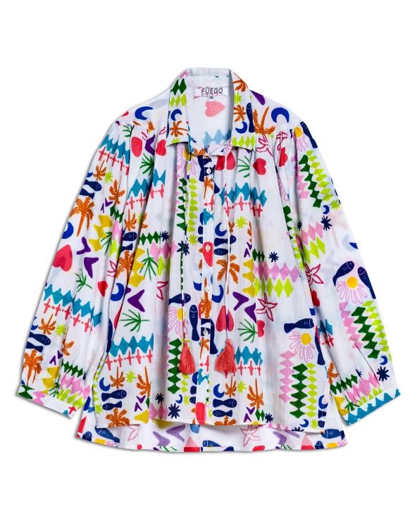 Fuego - Shirt cotton lime orange