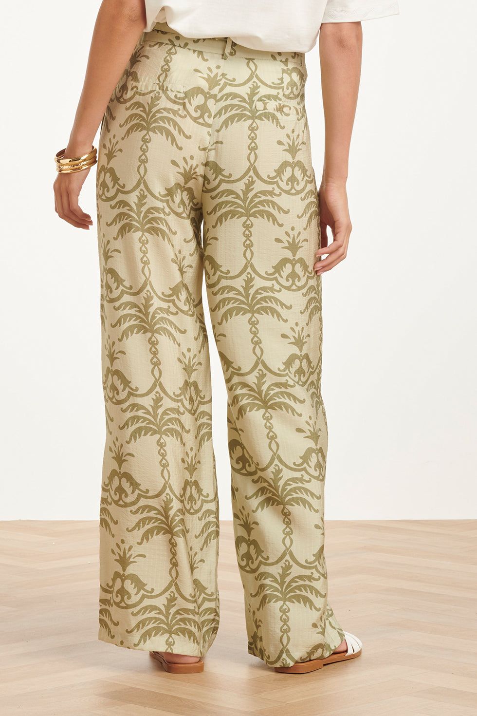 Smashed Lemon - Palazzo palm print light mint