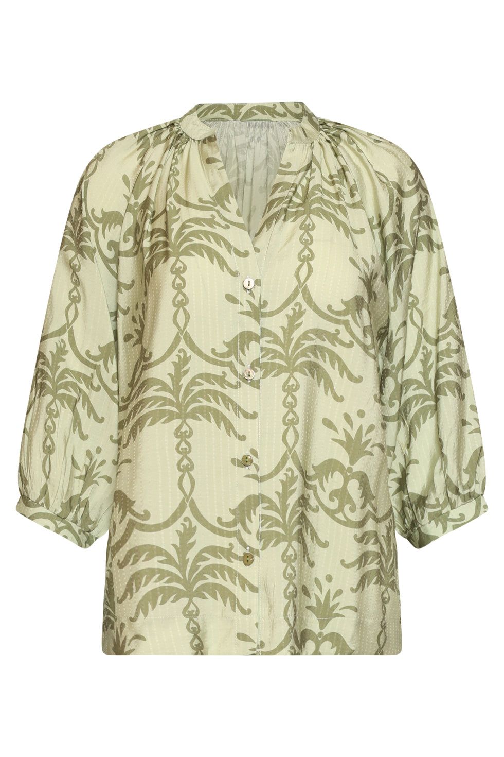 Smashed Lemon - Blouse palm print light mint
