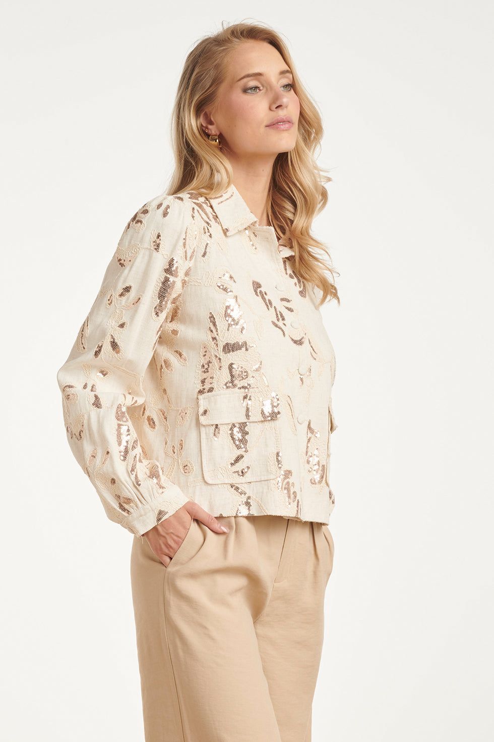 Jacket sequence embroidery sand copper