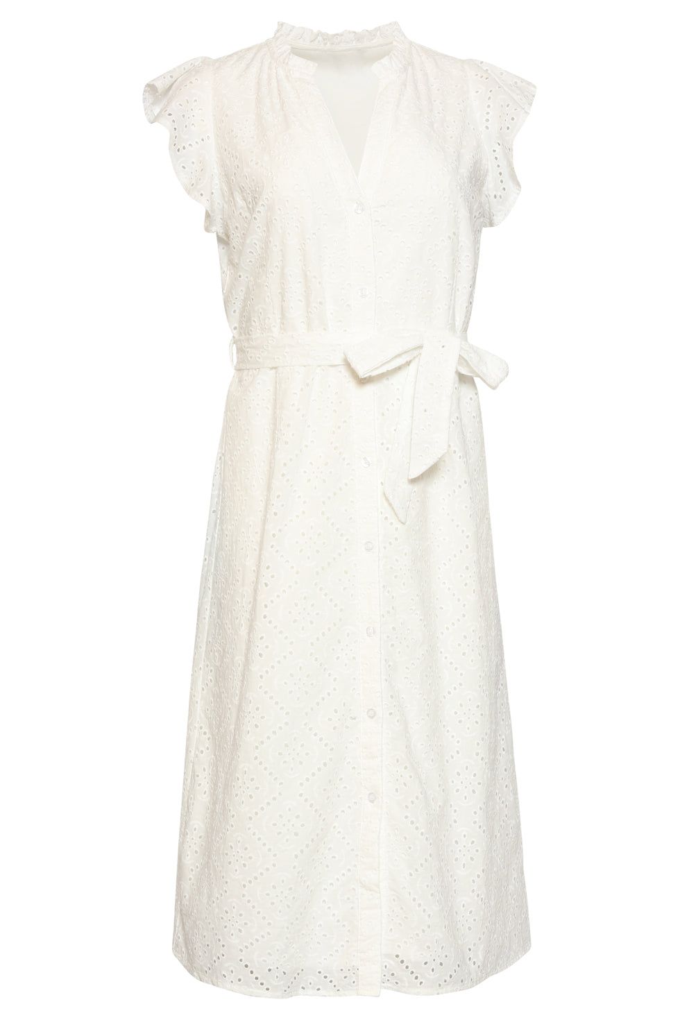 Smashed Lemon - Dress long cap sleeves white embroidery