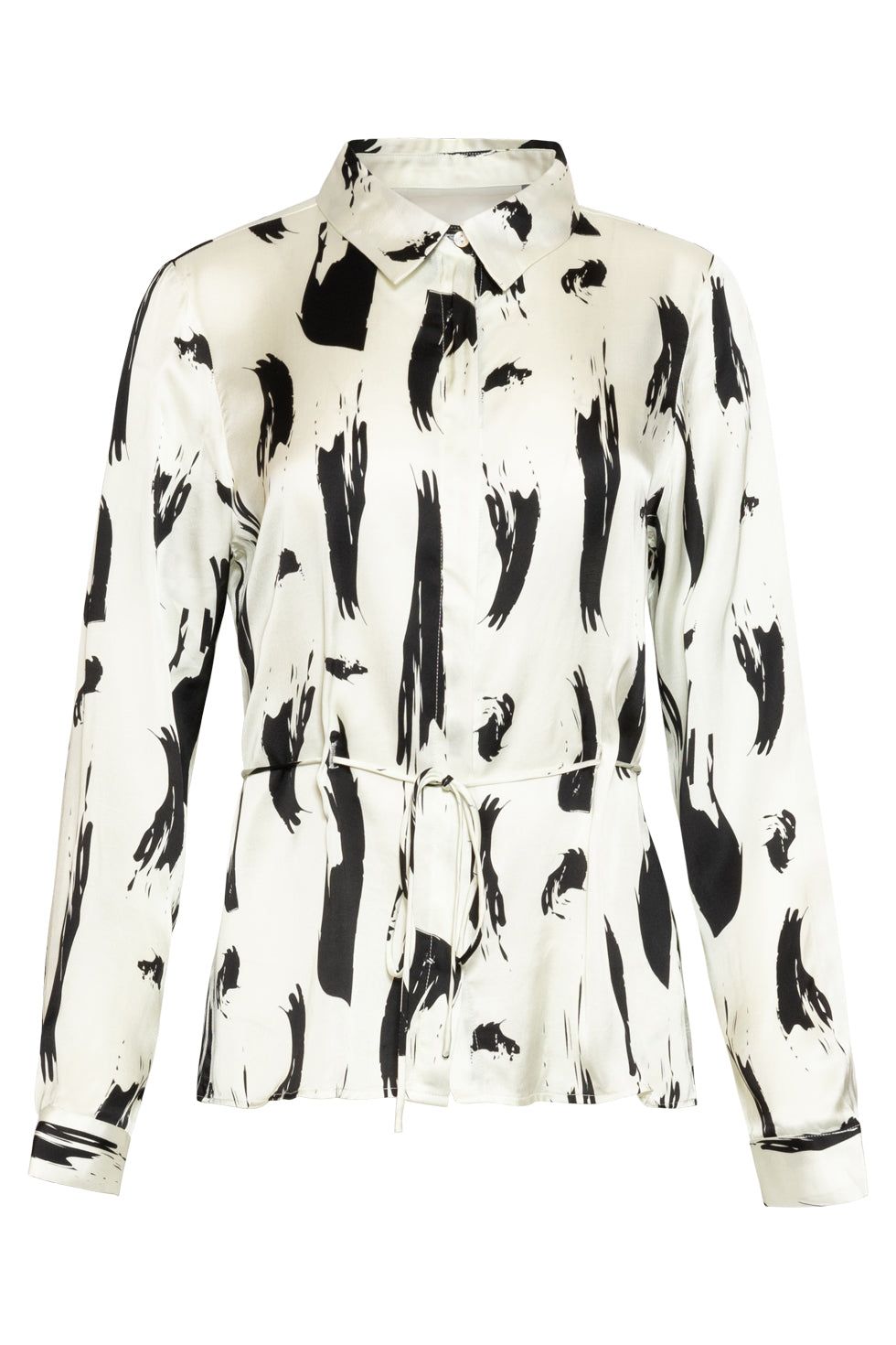 Smashed Lemon - Shirt satin off white black with belt