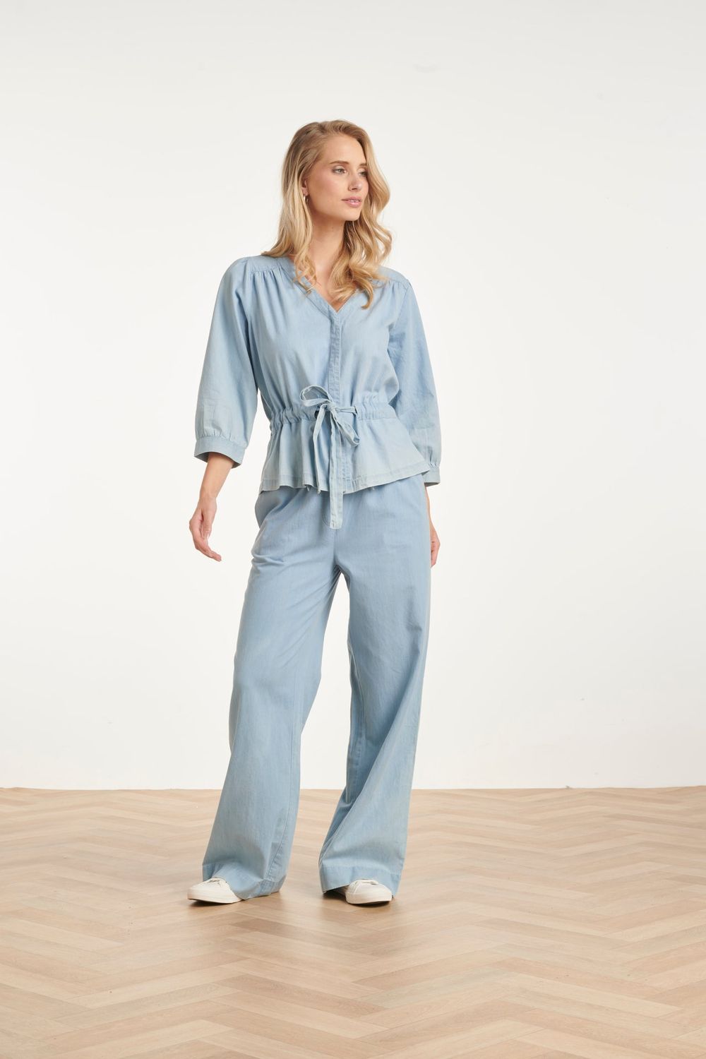 Smashed Lemon - Blouse light denim drawstring