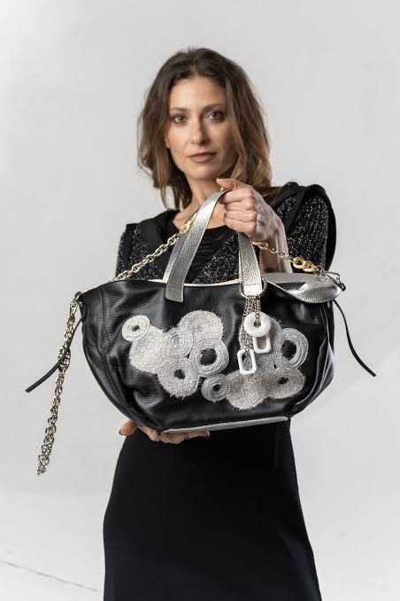 Bag leather crochet applique