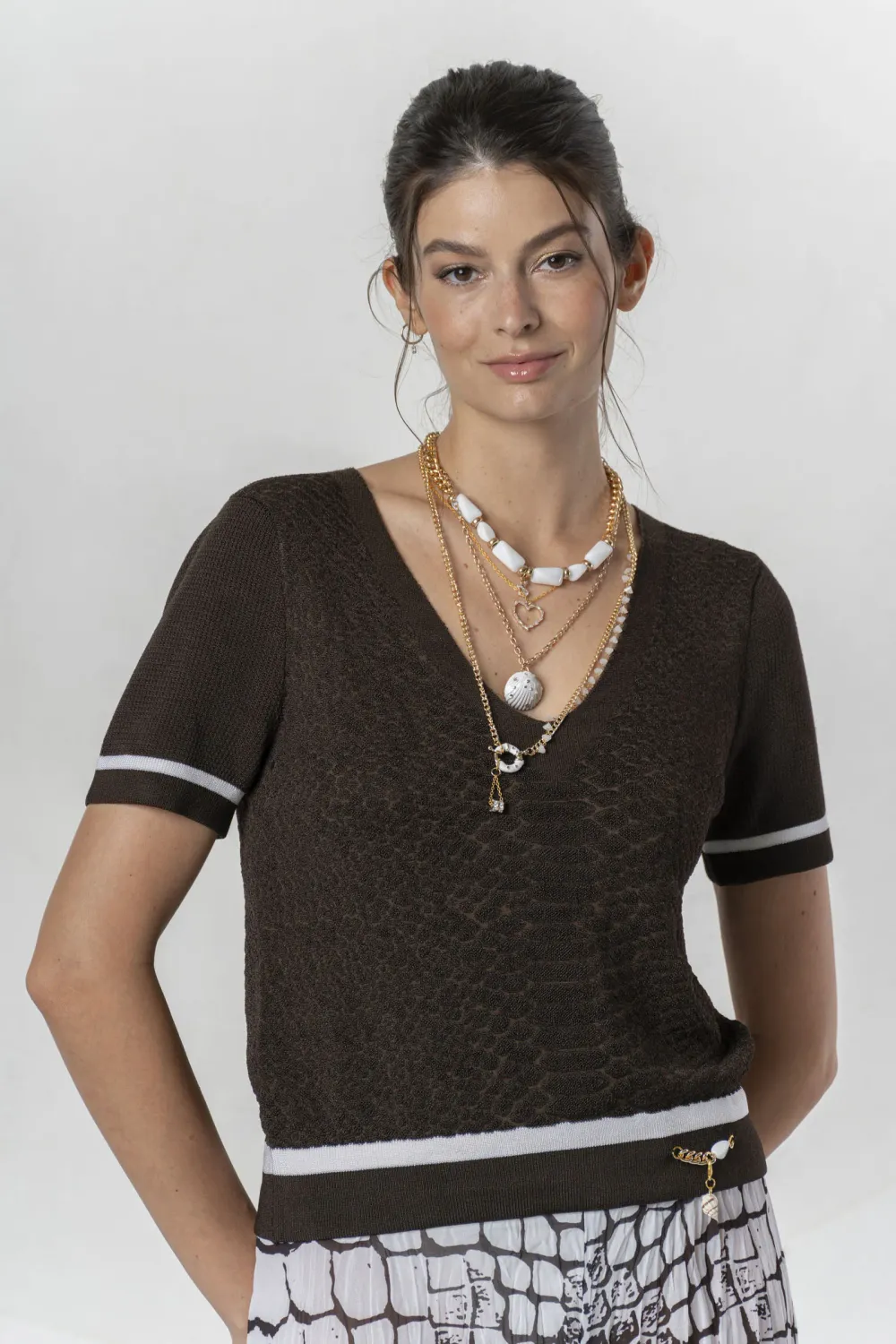 Elisa Cavaletti - Top V neck snake print