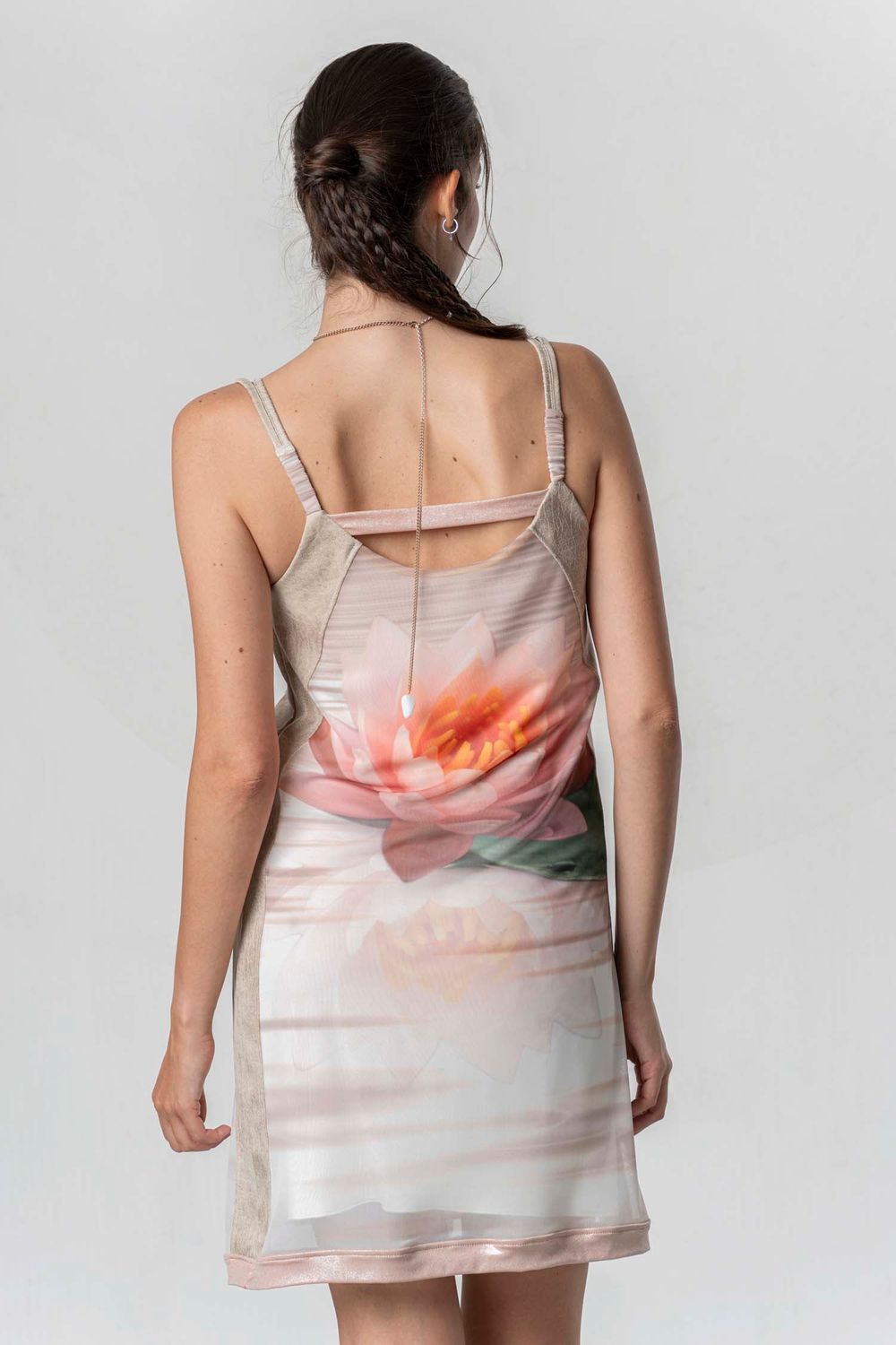 Dress short lotus spaquetti straps