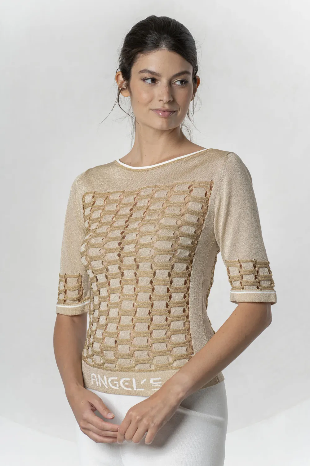 Elisa Cavaletti - Top knit short sleeves gold Angels