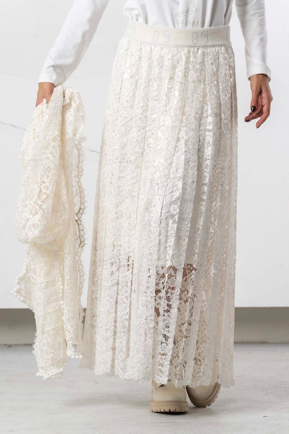 Elisa Cavaletti - Skirt lace silver shimmer