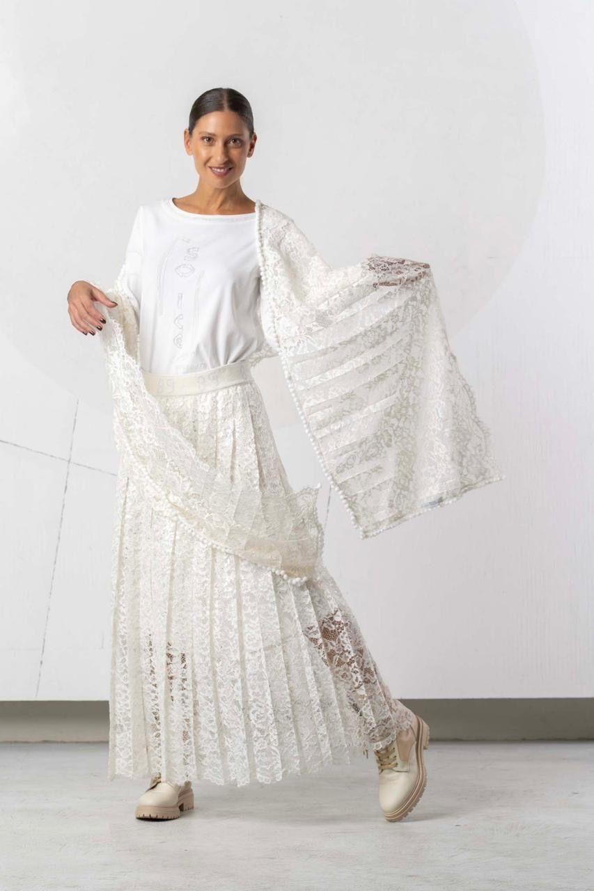 Elisa Cavaletti - Skirt lace silver shimmer