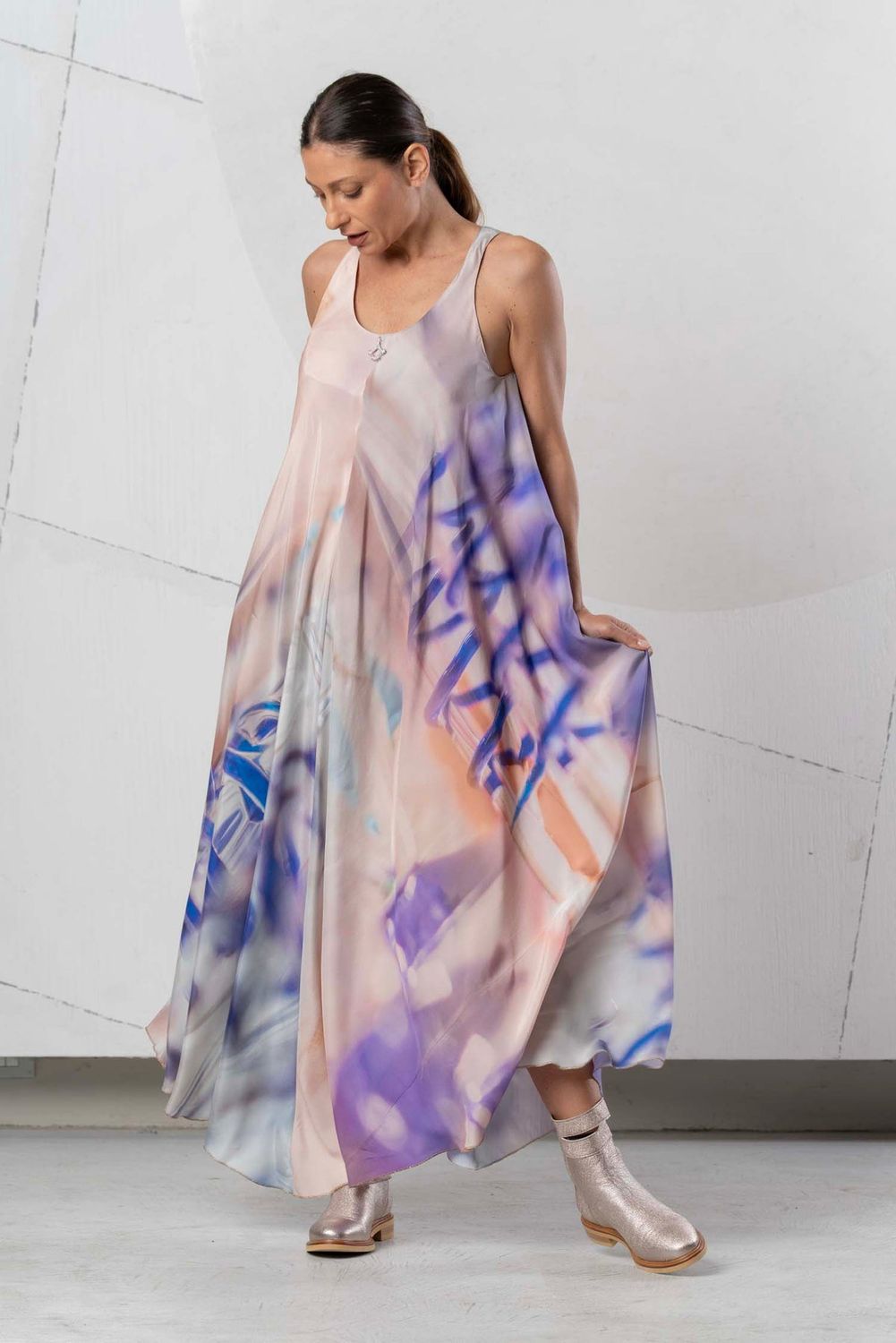 Dress long Tie dye purple print