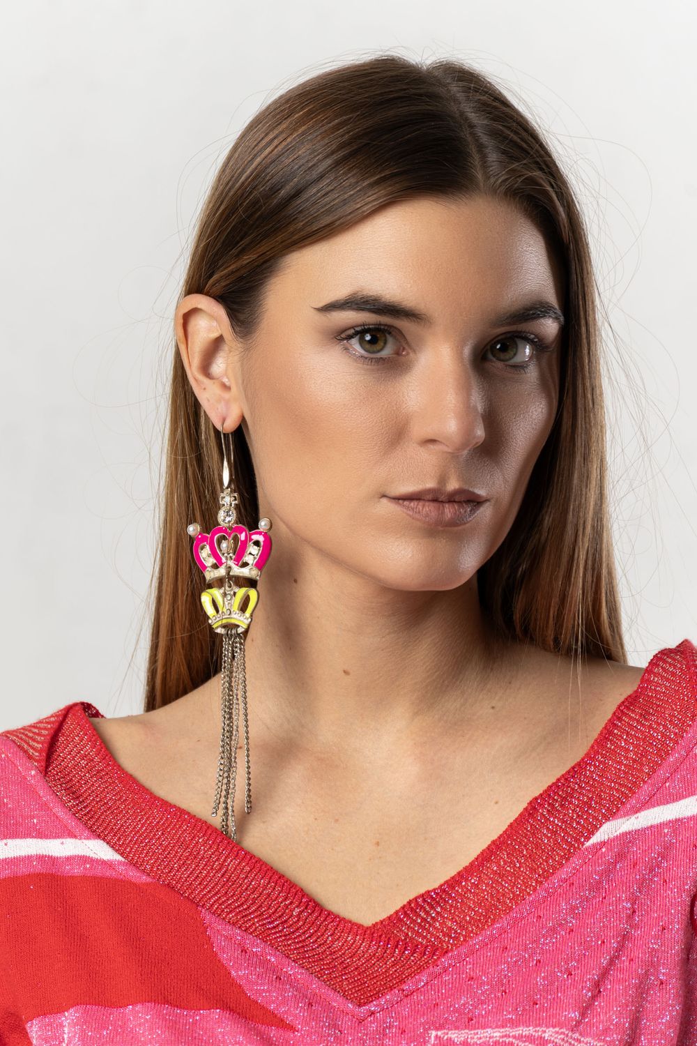 Earrings pink crown