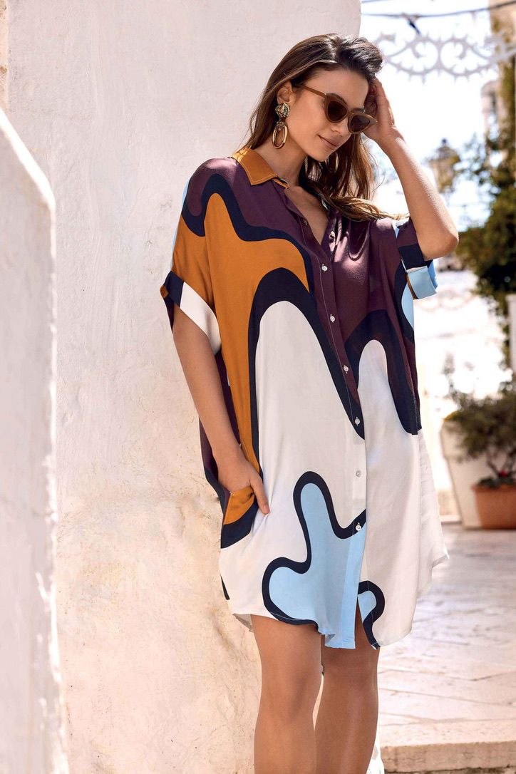 Dress short sleeves satin Elisa