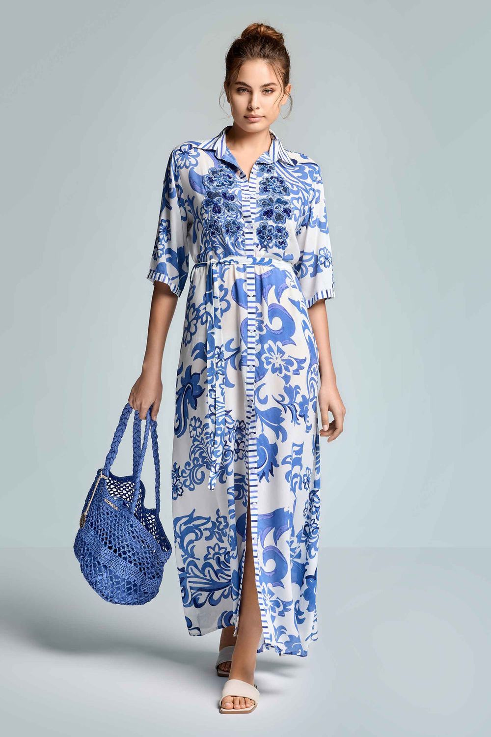 Dress long flowers beads Emma
