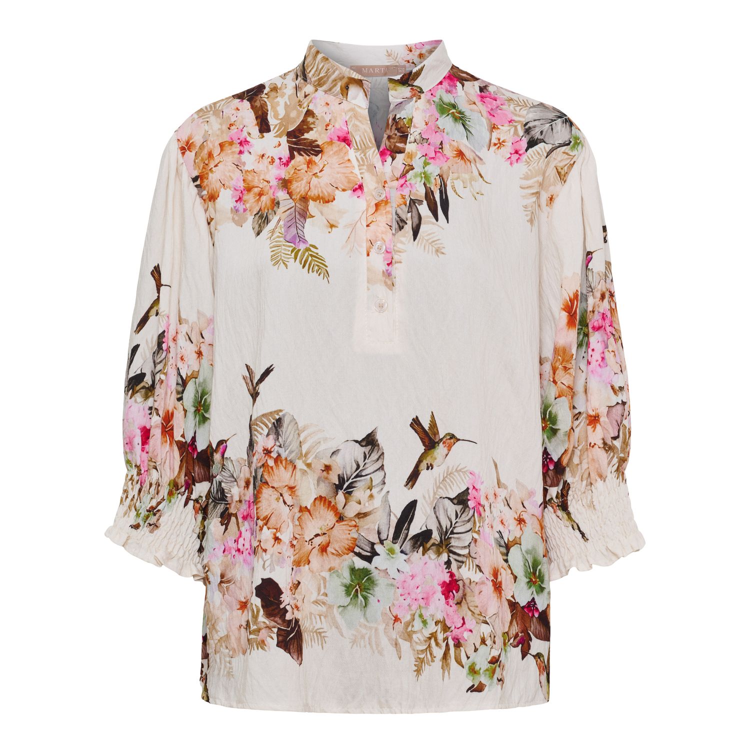 Marta du Chateau - Blouse hibiscus hummingbird