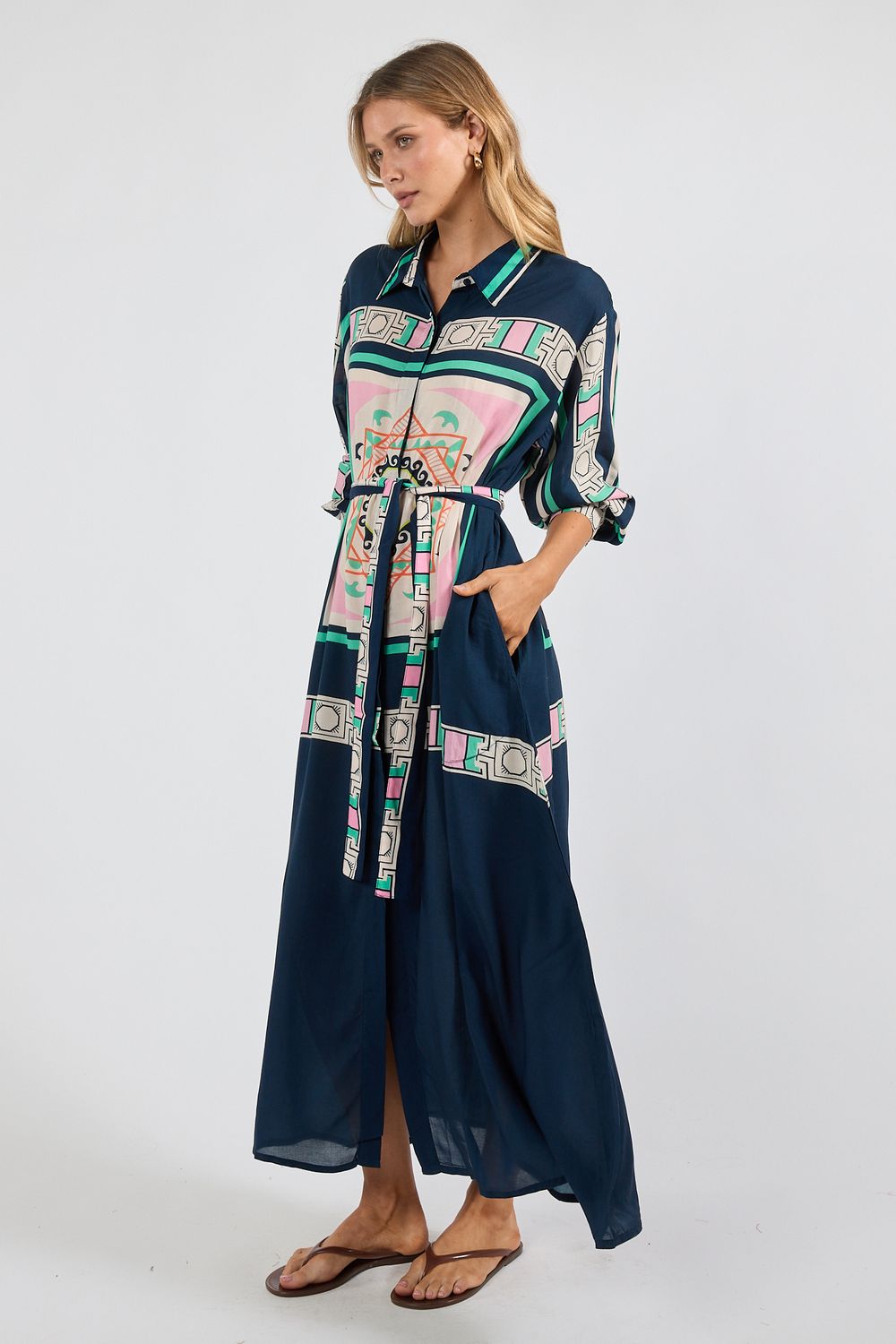 Lulasoul - Dress shirt mayakoba geometric print